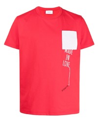 T-shirt girocollo patchwork rossa di Ports V