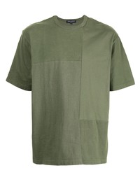 T-shirt girocollo patchwork verde oliva di Comme des Garcons Homme
