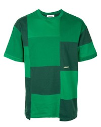 T-shirt girocollo patchwork verde