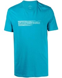 T-shirt girocollo ricamata acqua di Armani Exchange