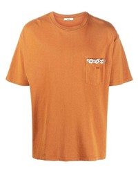 T-shirt girocollo ricamata arancione di Bode