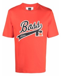 T-shirt girocollo ricamata arancione di BOSS HUGO BOSS