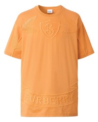 T-shirt girocollo ricamata arancione di Burberry