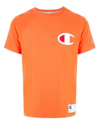 T-shirt girocollo ricamata arancione di Champion