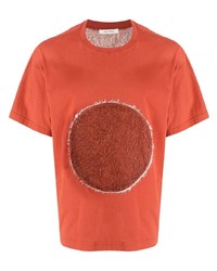 T-shirt girocollo ricamata arancione di Craig Green