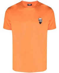 T-shirt girocollo ricamata arancione di Karl Lagerfeld