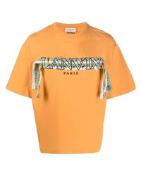 T-shirt girocollo ricamata arancione di Lanvin