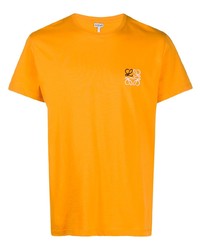 T-shirt girocollo ricamata arancione di Loewe
