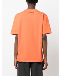 T-shirt girocollo ricamata arancione di Heron Preston