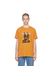 T-shirt girocollo ricamata arancione di Off-White