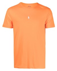 T-shirt girocollo ricamata arancione di Polo Ralph Lauren