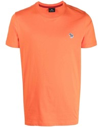 T-shirt girocollo ricamata arancione di PS Paul Smith