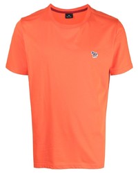 T-shirt girocollo ricamata arancione di PS Paul Smith
