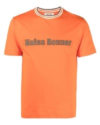 T-shirt girocollo ricamata arancione di Wales Bonner