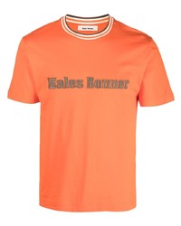 T-shirt girocollo ricamata arancione di Wales Bonner