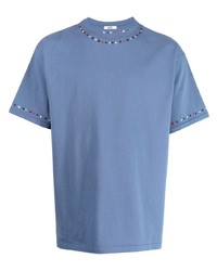T-shirt girocollo ricamata azzurra di Bode