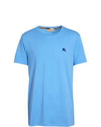 T-shirt girocollo ricamata azzurra di Burberry