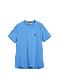 T-shirt girocollo ricamata azzurra di Burberry