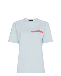 T-shirt girocollo ricamata azzurra di Calvin Klein 205W39nyc