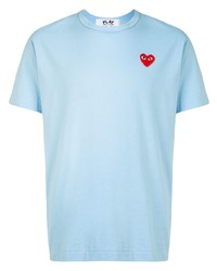 T-shirt girocollo ricamata azzurra di Comme Des Garcons Play
