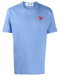T-shirt girocollo ricamata azzurra di Comme Des Garcons Play