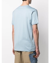 T-shirt girocollo ricamata azzurra di Dolce & Gabbana