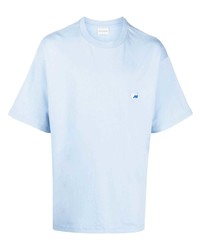 T-shirt girocollo ricamata azzurra di Drôle De Monsieur