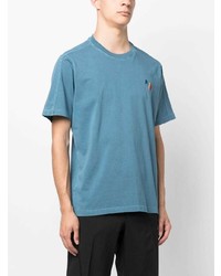 T-shirt girocollo ricamata azzurra di Paul Smith