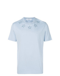 T-shirt girocollo ricamata azzurra di Givenchy