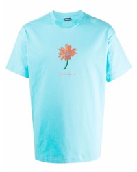 T-shirt girocollo ricamata azzurra di Jacquemus