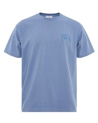 T-shirt girocollo ricamata azzurra di JW Anderson
