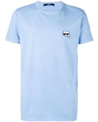 T-shirt girocollo ricamata azzurra di Karl Lagerfeld