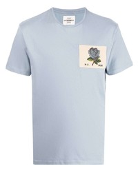 T-shirt girocollo ricamata azzurra di Kent & Curwen