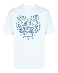 T-shirt girocollo ricamata azzurra di Kenzo