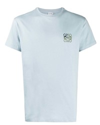 T-shirt girocollo ricamata azzurra di Loewe