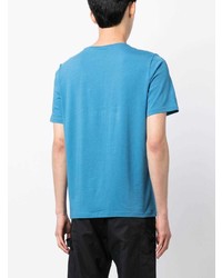 T-shirt girocollo ricamata azzurra di BOSS