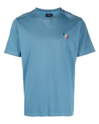 T-shirt girocollo ricamata azzurra di Paul Smith