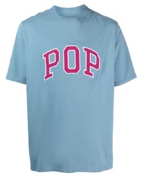 T-shirt girocollo ricamata azzurra di Pop Trading Company