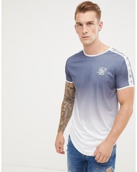 T-shirt girocollo ricamata azzurra di Siksilk