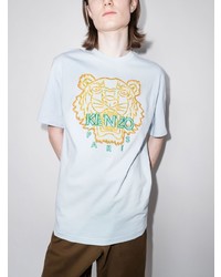T-shirt girocollo ricamata azzurra di Kenzo