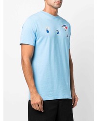 T-shirt girocollo ricamata azzurra di Off-White