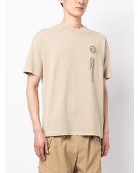 T-shirt girocollo ricamata beige di AAPE BY A BATHING APE