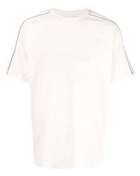 T-shirt girocollo ricamata beige di adidas