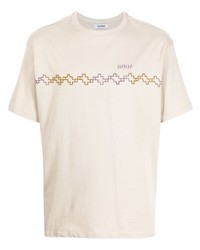 T-shirt girocollo ricamata beige di Adish