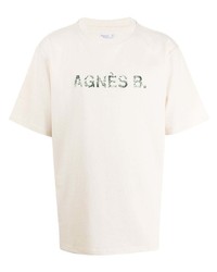 T-shirt girocollo ricamata beige di agnès b.