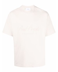 T-shirt girocollo ricamata beige di Axel Arigato