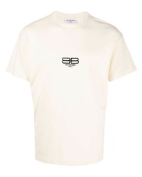 T-shirt girocollo ricamata beige di Balenciaga