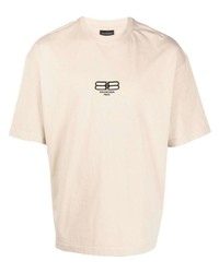 T-shirt girocollo ricamata beige di Balenciaga
