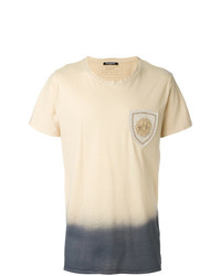 T-shirt girocollo ricamata beige di Balmain