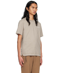 T-shirt girocollo ricamata beige di Li-Ning